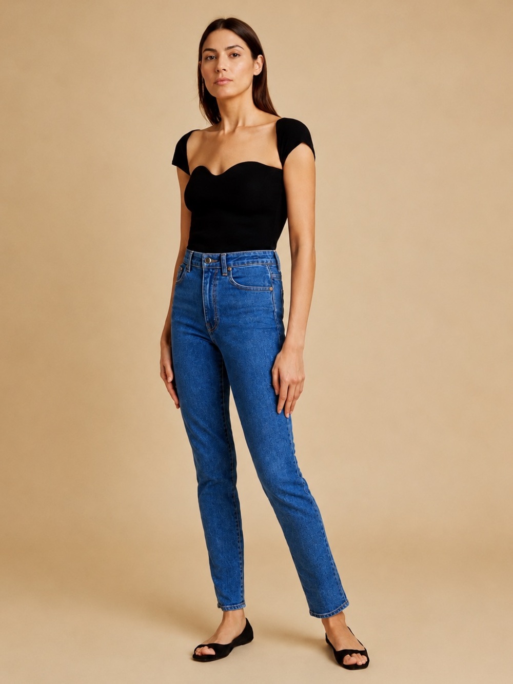 KHAITE Vanessa High Rise Slim Straight Denim Jeans - Napa Blue Size 27 EUC